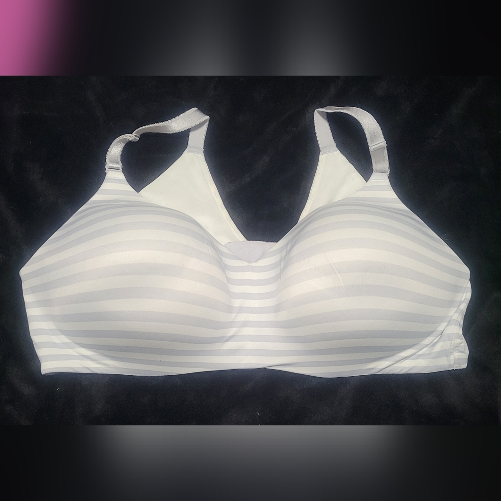 Torrid White and Gray Striped Bra Wirefree